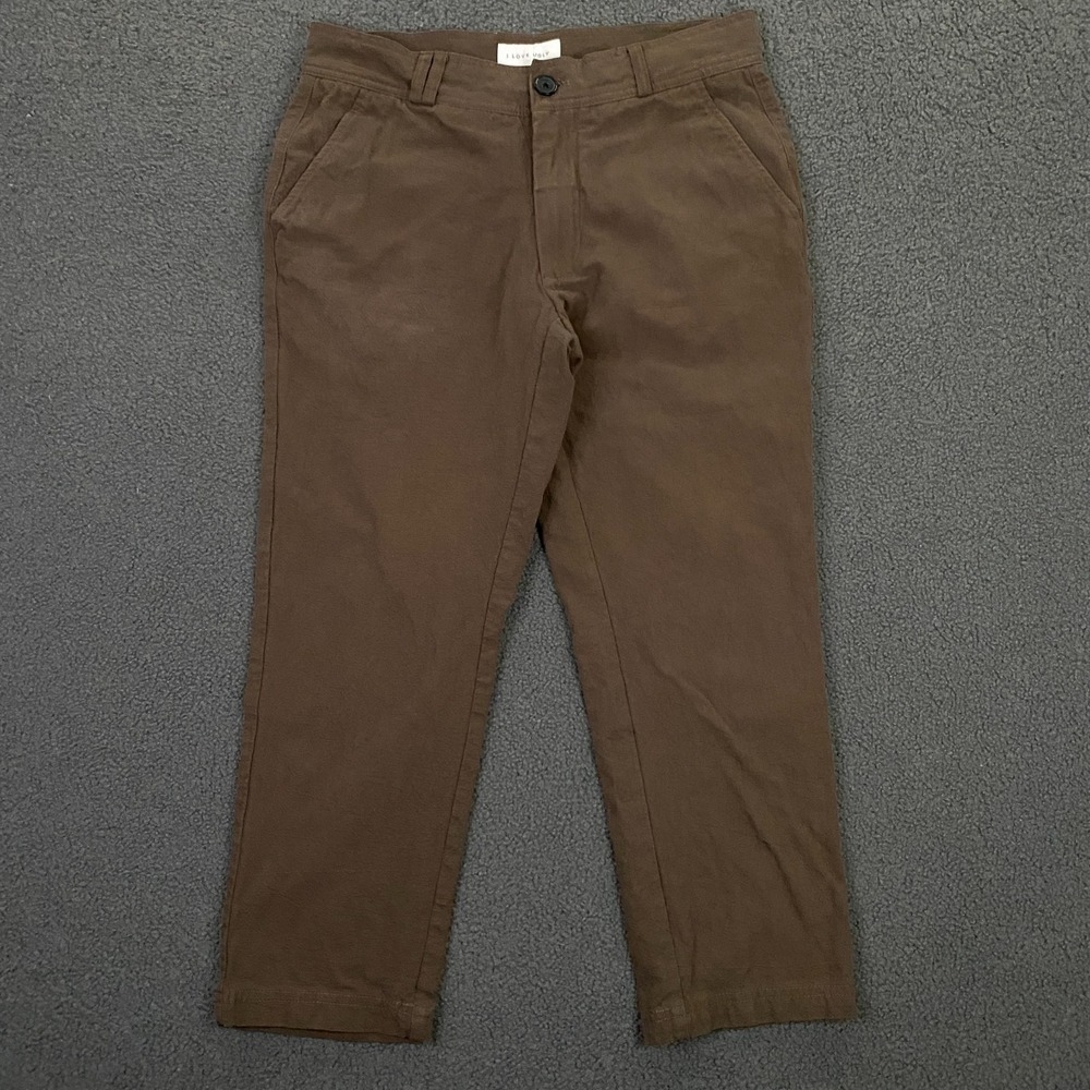 I Love Ugly Kobe Pant Mens Medium Cotton Linen Chino Dress Crop Brown Preppy